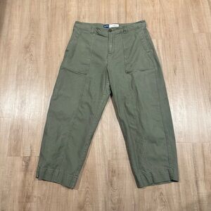 Old Navy Utility Barrel Pants Size 14 Green High Tide Cropped Cargo Cotton Baggy